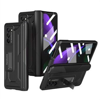 For Samsung Galaxy Z Fold2 5G Kickstand Folding Telefonveske Magnetisk hengsel Fullt beskyttende deksel med herdet glass skjermbeskytter