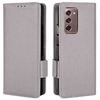 For Samsung Galaxy Z Fold2 5G Litchi Texture Støtsikker telefonveske PU-skinn dobbel magnetlåsdeksel med Stand