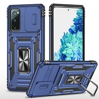 Armor Series for Samsung Galaxy S20 FE 4G / 5G / S20 FE 2022 / S20 Lite Kickstand Design Støtsikker telefonveske PC + TPU beskyttende bakdeksel med skyvekameradeksel