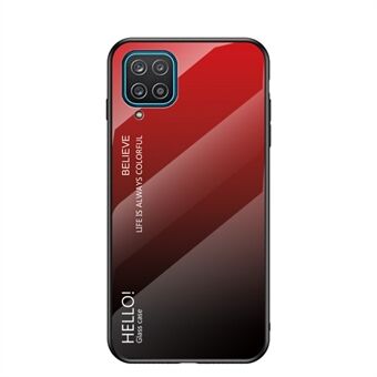 TPU-ramme + farget gradientmønster i herdet glass mobiltelefon bakdeksel til Samsung Galaxy A12