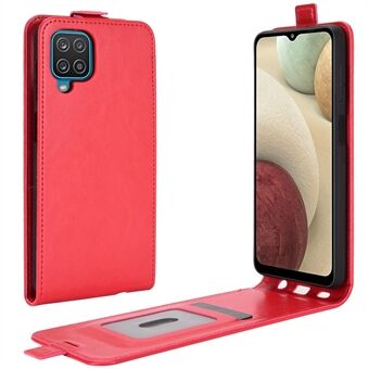Crazy Horse Texture Vertical Flip Phone Cover Case med kortspor til Samsung Galaxy A12