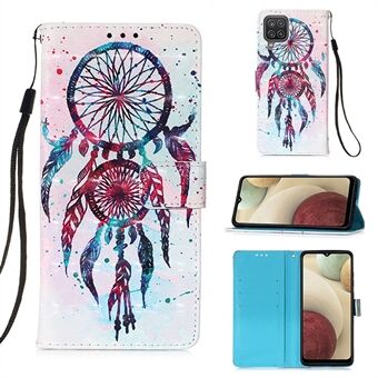 Nøkkelbånd designmønster utskrift design skinn telefonveske med lommebok og Stand for Samsung Galaxy A12 / M12