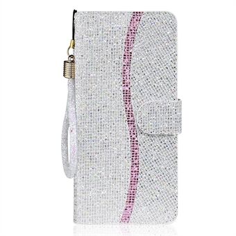 Glittery Powder Splicing Wallet Leather Cover Stand Cover for Samsung Galaxy A12