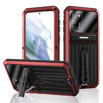 Militærklasse støtsikker TPU + metall Kickstand Hybrid telefondeksel med herdet glass skjermbeskytter for Samsung Galaxy S21 5G