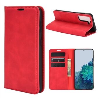 Auto-absorbert Skin-Touch Folio Flip Leather Protector med lommebok til Samsung Galaxy S21 5G