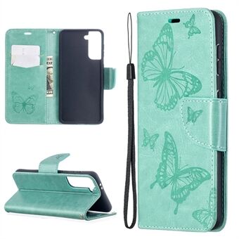 Avtrykk sommerfugler mønster lommebok Stand lær deksel til Samsung Galaxy S21 5G