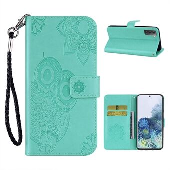 Avtrykk Flower Owl Pattern Stand Phone Leather Wallet Cover for Samsung Galaxy S21 5G