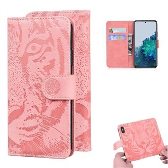 Tiger Face Imprinting Leather Magnet Clasp Phone Case with Wallet and Stand for Samsung Galaxy S21 5G