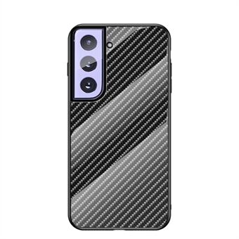 Herdet glass Anti-Drop telefondeksel med karbonfiberdesign til Samsung Galaxy S21 5G