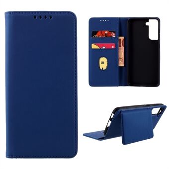 Auto-absorbert Liquid Silicone Feel Leather Wallet Case til Samsung Galaxy S21 5G