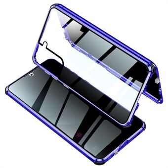 Låsinstallasjon Metallramme + dobbeltsidet herdet glass Anti-peep telefondeksel for Samsung Galaxy S21 4G/5G
