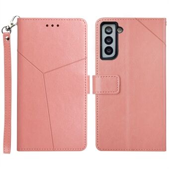Justerbart Stand med Y-formet linje lommebokdesign telefondeksel i skinn for Samsung Galaxy S21 5G