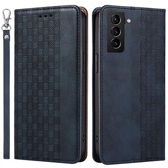 Cell Phone Case for Samsung Galaxy S21 4G/5G, Imprinted Pattern Strong Magnetic Closure Flip PU Leather Wallet Stand Phone Cover with Hand Strap