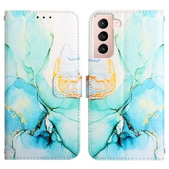 YB Pattern Printing Leather Series-5 for Samsung Galaxy S21 4G/5G, Marble Pattern Leather Shell Folio Flip Wallet Horizontal Stand Case with Lanyard