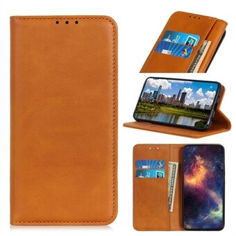 Split Leather Stand lommebok Auto-absorbert Phone Shell for Samsung Galaxy S21 Ultra 5G