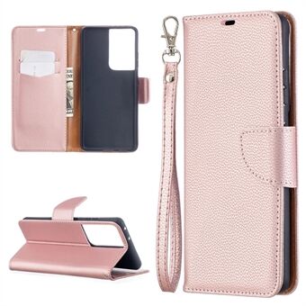 Litchi Skin Lommebok Leather Stand dekke case for Samsung Galaxy Ultra S21