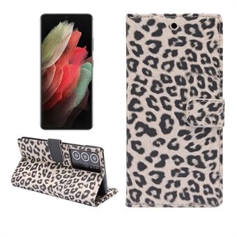 Leopard Texture Wallet Leather Stand Phone Protective Case for Samsung Galaxy S21 Ultra 5G