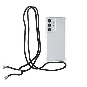 Støtsikker hjørnestøtfangerramme TPU telefondekselveske med snor for Samsung Galaxy S21 Ultra 5G