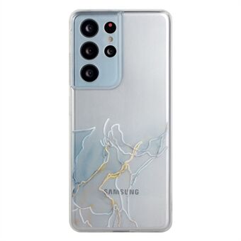 Marmormønster [Nøyaktig hullåpningsdesign] Mykt TPU-deksel for Samsung Galaxy S21 Ultra 5G