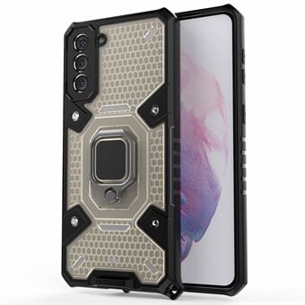 Kickstand Design PC + TPU Hybrid Phone Case Cover Shell Innebygd magnetisk holder til Samsung Galaxy S21 Ultra 5G