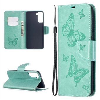 Imprint sommerfugler mønster lommebok Stand lær deksel til Samsung Galaxy S21 + 5G
