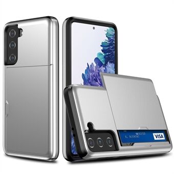Slide Card Holder PC + TPU Hybrid Back Phone Case til Samsung Galaxy S21 + 5G