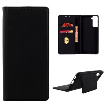 Strong Magnet Liquid-Silicone-Feeling Leather Wallet Case for Samsung Galaxy S21 Plus 5G