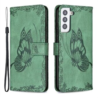 Imprint Butterfly Flower Lommebokveske til Samsung Galaxy S21 Plus 5G