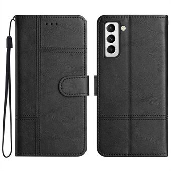 For Samsung Galaxy S21+ 5G Flip Wallet Case, Business Style Stand Texture PU-lær telefonstativdeksel med stropp