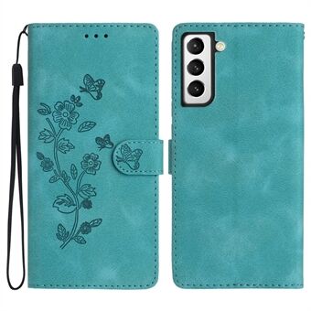 For Samsung Galaxy S21+ 5G PU-lommeveske i skinn Stand Flower Imprint Smartphone-deksel