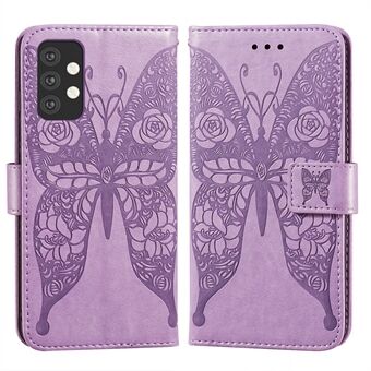 For Samsung Galaxy A32 5G Imprinted Rose Flower Butterflies Pattern Leather Wallet Stand Case
