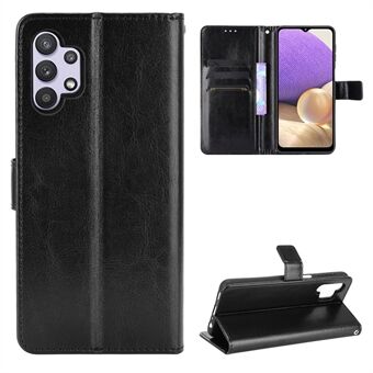 Crazy Horse Skin Leather Phone lommebok Stand Cover Shell med Lanyard for Samsung Galaxy A32 5G