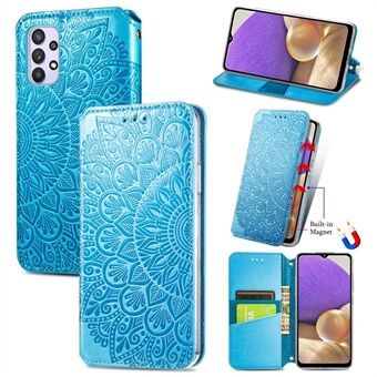 Påtrykt Mandala-blomstermønster Autoabsorbert PU-lærveske Stand lommebok for Samsung Galaxy A32 5G / M32 5G