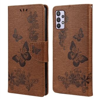 Imprinted Butterflies Flower Leather Wallet Stand Case Shell for Samsung Galaxy A32 5G / M32 5G