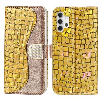Personlig krokodillehud glitrende pulver skjøting lommebok Stand lærveske til Samsung Galaxy A32 5G