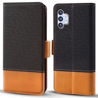 For Samsung Galaxy A32 5G / M32 5G PU-skinnfargeskjøtetelefonveske Dobbel magnetlåsdeksel med Stand