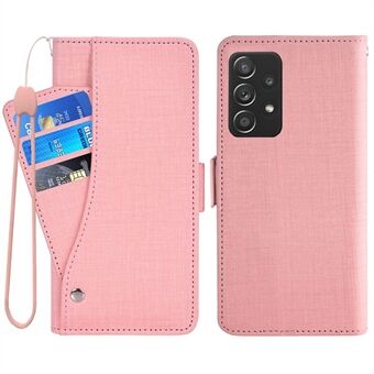 For Samsung Galaxy A32 5G / M32 5G Roterende kortspor Telefonveske Jean Cloth Texture PU- Stand lommebokstativdeksel
