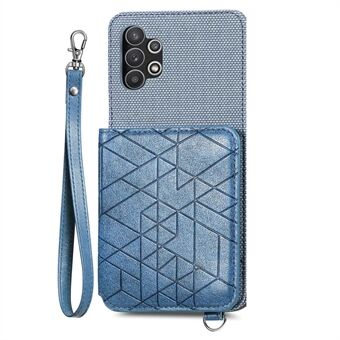 Kickstand telefondeksel for Samsung Galaxy A32 5G / M32 5G, PU-skinnbelagt TPU-geometri påtrykt lommebokveske med håndstropp