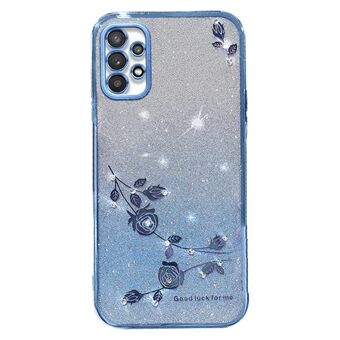 For Samsung Galaxy A32 5G / M32 5G TPU-deksel Rhinestone Dekor Blomstermønster Gradient Glitter Powder Telefonveske