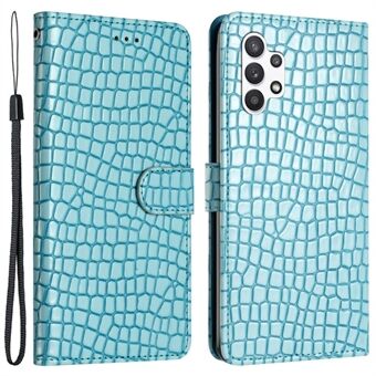 For Samsung Galaxy A32 5G / M32 5G Skinndeksel Horisontalt Stand lommebok Crocodile Texture Telefonveske med håndstropp