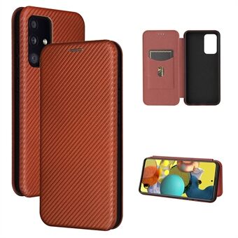Kortholder Carbon Fiber Leather Autoabsorbed Cover Case for Samsung Galaxy A52 4G/5G / A52s 5G