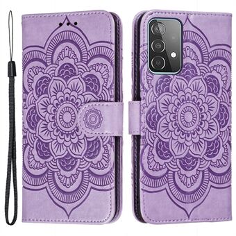 Imprint Mandala Flower Wallet Skinndeksel for Samsung Galaxy A52 4G/5G / A52s 5G beskyttende Stand