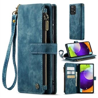 CASEME C30-serien for Samsung Galaxy A52 4G / 5G / 52s 5G PU- Stand lommebok telefonveske med flere kortspor og glidelåslomme
