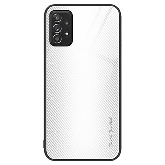 Anti- Scratch telefondeksel for Samsung Galaxy A52 4G / 5G / A52s 5G, karbonfibertekstur herdet glass telefondeksel med myk TPU-ramme