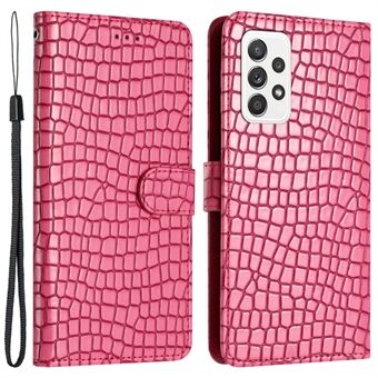 Crocodile Texture Phone Case for Samsung Galaxy A52 4G / 5G / A52s 5G Lærdeksel Stand lommebok med håndstropp