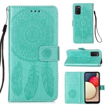 Imprinted Dream Catcher Flower Magnetic Leather Stand Case for Samsung Galaxy A02s (EU-versjon)