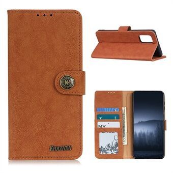 KHAZNEH Retro Split Leather Wallet Protector Stand Case for Samsung Galaxy A02s (EU-versjon)