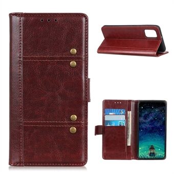 Rivet Dekor lommebok Stand Crazy Horse Texture lærveske til Samsung Galaxy A02s (EU Version)