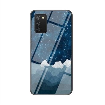 Myk TPU Edge Painted herdet glass bakdeksel Phone Shell med Starry Sky mønster for Samsung Galaxy A02s (EU Version)