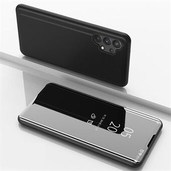 Utsiktsvindu Elektrobelagt speiloverflate Stand telefonstativveske for Samsung Galaxy A32 4G (EU-versjon)